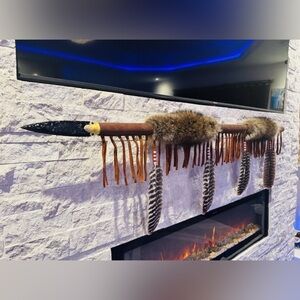 60 inch hand made tribal spear by enrolled member of the Cherokee tribe